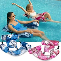 Lit flottant gonflable de haute qualité pour adultes avec motif de plantes tropicales, chaise longue flottante gonflable, accessoire de jeu pour piscine