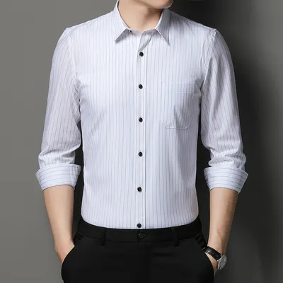 MTM Slim Fit Stripe Dress Shirt Tailor Custom Mens Formal Shirt Bespoke Striped Shirt 100% Cotton
