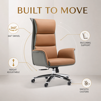 Chaise de bureau exécutive ergonomique en cuir PU bicolore de qualité supérieure, mousse haute densité, base électroplaquée, vente en gros