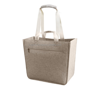 Sacs à main au design classique, grande capacité, poignée en ruban, formes décoratives en feutre PET, sac de shopping unisexe, pochette en feutre avec fermeture éclair - Product Image 2