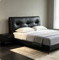 Lit confortable en cuir véritable de luxe moderne, cadre de lit king size ou queen size, réversible