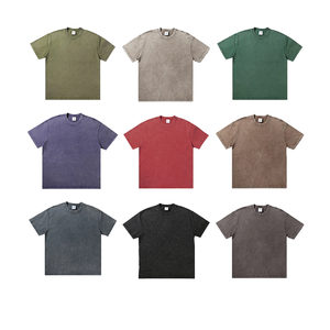 T-shirt da uomo a maniche corte, 300g, pesante, ecologico, traspirante, 100% cotone lavato, vintage, oversize, con spalle scese, ad asciugatura rapida - Product Image 2