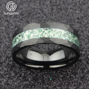 Búa <span class=keywords><strong>tungsten</strong></span> carbide Vòng Rêu Mã Não <span class=keywords><strong>Inlay</strong></span> hợp thời trang màu đen của người đàn ông đám cưới ban nhạc thoải mái phù hợp với - Product Image 6
