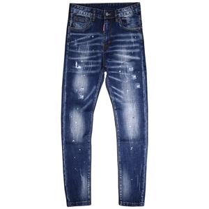 Jeans da uomo a vita media, larghi, in denim distressed - Pantaloni estivi in cotone intrecciato con schizzi di vernice, stile <span class=keywords><strong>boyfriend</strong></span> - Product Image 6