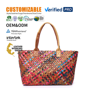 Sac fourre-tout spacieux pour femme AndoBag en cuir véritable avec surpiqûres de couleur unie et fermeture éclair, imperméable, <span class=keywords><strong>à</strong></span> porter <span class=keywords><strong>à</strong></span> l'épaule, tricoté - Product Image 1