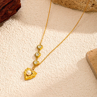 Collar con Colgante de Corazón con Perlas, Chapado en Oro de 18K, Acero Inoxidable, Resistente al Agua, Elegante, para Mujer, Venta Caliente