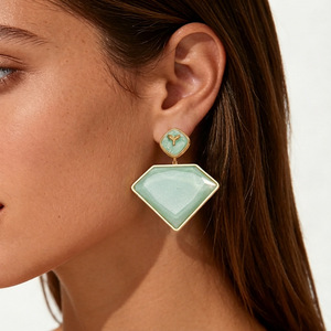 Pendientes Colgantes de Acero Inoxidable EH554 con Forma Geométrica de Rombo y Cola de Ballena - 3 Pares de Pendientes Brillantes para Mujer - Product Image 3