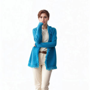 NARI lujo Otoño Invierno suelta flecos Cachemira cárdigan 100% Cachemira pura mujeres desabotonado cárdigan suéter abrigo para damas - Product Image 1