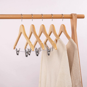 Customized Logo Wood Suit <strong>Hanger</strong> Wooden Clothes <strong>Hangers</strong> with <strong>Clips</strong> - Product Image 6
