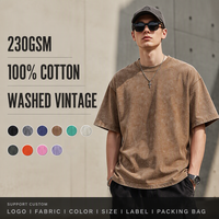 T-shirts vintage délavés de haute qualité, 230 g/m², 100 % coton, logo personnalisé, coupe oversize, épaules tombantes, streetwear, pour hommes