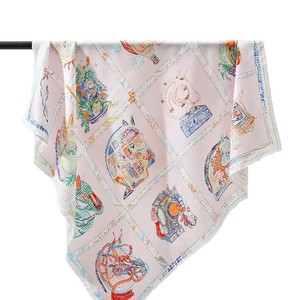 <span class=keywords><strong>Foulard</strong></span> <span class=keywords><strong>carré</strong></span> 100 % soie de mûrier pour femme 90x90cm, imprimé animal printemps, style frais et doux, vente en gros - Product Image 2