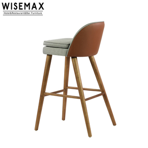 WISEMAX FURNITURE Modern Fabric <strong>bar</strong> <strong>Stools</strong> Solid Wood <strong>Grey</strong> Leather <strong>bar</strong> <strong>Stools</strong> with Upholstered in Fabric Counter <strong>bar</strong> <strong>Stool</strong> - Product Image 3