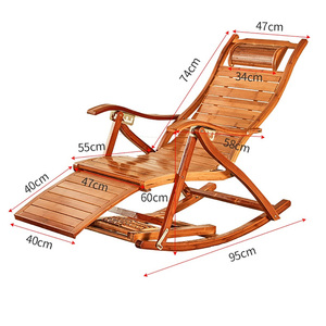 Chaise longue portable en bambou chaise inclinable pliante chaise balançoire extérieure pour adultes - Product Image 3