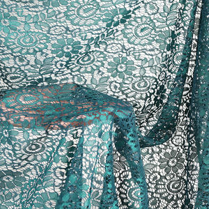 Wholesale Price Lightweight Knitted Green Floral Lace Nylon Polyester <strong>Fabric</strong> For Apparel Dress Use - Product Image 3