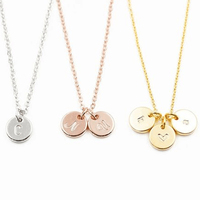 Collier avec pendentif personnalisé en acier inoxydable pour femmes Vente en gros Nom gravé plaqué pièce de monnaie