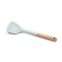 Ensemble d'ustensiles de cuisine en silicone Pince à spatule Cuillère Outils de cuisine avec manche en bois