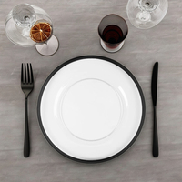 Assiette de présentation en acrylique transparente noire de 13 pouces pour mariage, fête, assiettes de présentation en plastique lourdes pour le dîner