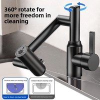 Robinet en céramique à affichage numérique en acier inoxydable avec bras robotique rotatif, filtre anti-éclaboussures, flexible extensible pivotant à 360 degrés et réglable