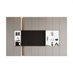 Meuble TV moderne de luxe avec éclairage LED, rangement élégant pour le divertissement à domicile ou à l'hôtel, pour le salon - Product Image 5