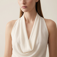 Haut en tricot pour femme à col licou, col drapé, dos nu, sans manches, élégant, pour l'été