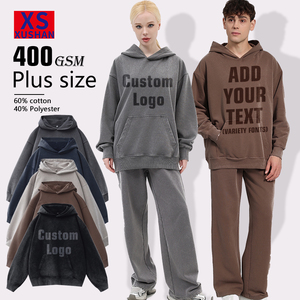 400G High Quality Oversize Pullover Hooded Sweatshirt Long Sleeve Sport Top for Men Women Fall Winter Fashion Embroidered