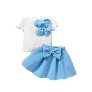 MQATZ set di abbigliamento estivo per bambine e bambine 2 pezzi t-shirt a maniche corte con gonne Tutu - Product Image 5