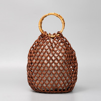 Sac à main femme perles en bois fait à la main plage vacances sac de paille évider bambou poignée femmes sacs à main