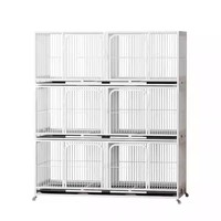 Cage d'élevage rectangulaire multi-niveaux pour chats et chiens, en maille renforcée, plateforme de logement pour animaux, sans fermeture