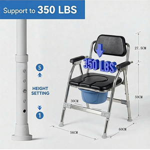 Silla de <span class=keywords><strong>Inodoro</strong></span> <span class=keywords><strong>Plegable</strong></span> de Alta Resistencia con Altura Ajustable y Reposabrazos para Personas Mayores, Diseño <span class=keywords><strong>Plegable</strong></span>, Material PP, Capacidad de 150 kg, con Cubeta - Product Image 4