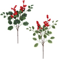 Kunstmatige rode kerstvruchten, geluksvruchten, eucalyptusbladeren, hangende decoratie voor thuis, kerstbloemstukken, ornamenten