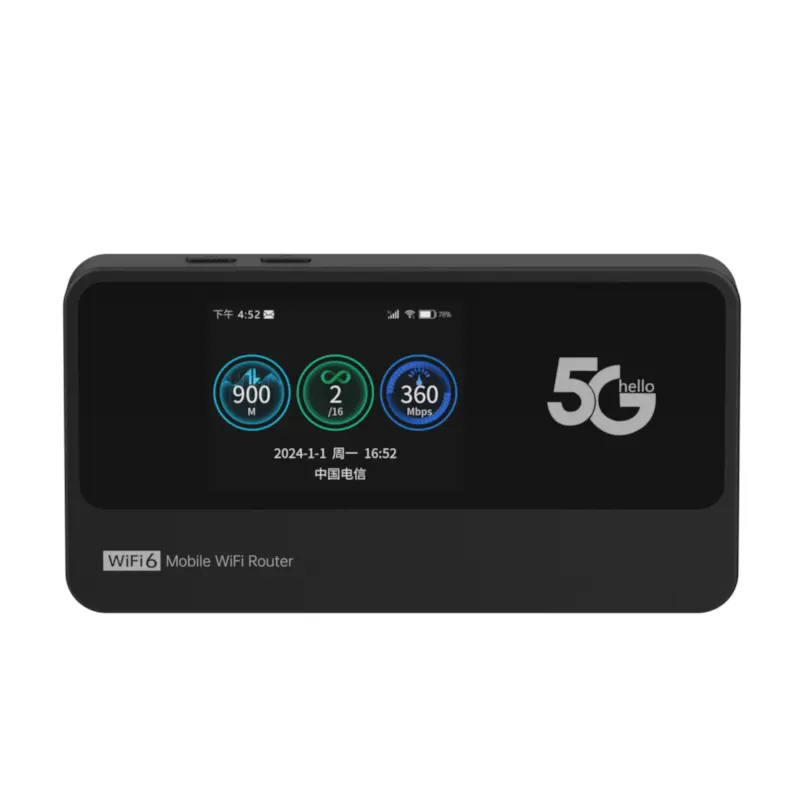La ranura para tarjeta Nano SIM Plery M353 WiFi6 de doble frecuencia admite intercambio en caliente con pantalla LCD de 2,4 pulgadas WiFi6 5G MIFI