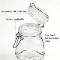 Pot de conservation en verre fantaisie en forme de lèvres, 390 ml (13 oz), avec couvercle hermétique à clip pour café instantané, poudre, bricolage, cadeau