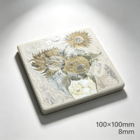 Carrelage mural en céramique imprimé à la main motif floral sépia 100x100mm pour crédence de cuisine