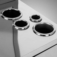 Station de coiffure mobile en acier inoxydable avec miroir, tiroir et supports pour outils de coiffure