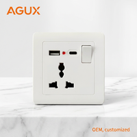 Prise murale universelle multifonction AGUX étanche et durable, 16A, en métal, indice de protection IP48, certifiée CE, application intelligente pour la maison