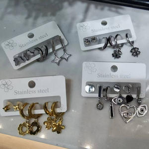 Juego de aretes de acero inoxidable quirúrgico Juego de 3 pares de aretes de joyería sin decoloración sin <span class=keywords><strong>alergia</strong></span> joyería - Product Image 2