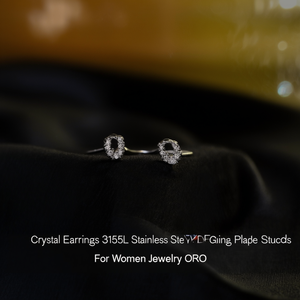 <b>Crystal</b> <b>Earrings</b> 316L Stainless Steel PVD Gold Plating Heart Shape <b>Studs</b> For Women Jewelry ORO - Product Image 3