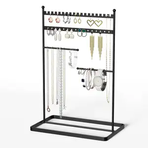 4 Tier Organizador de Jóias Stand Holder para Colar, Pulseira, Anel, Brinco Rack Com 36 Buracos, Cabide de Armazenamento para Exibição