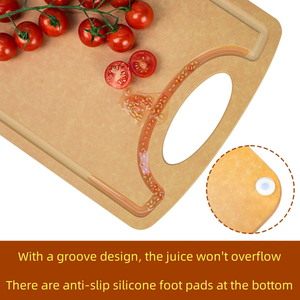 Planche à découper en fibre de bois d'eucalyptus antimicrobienne OME Brand Guangdong, compatible lave-vaisselle, ustensile de cuisine écologique en pulpe - Product Image 4