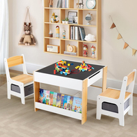 Table et chaises de jeu éducatives modernes en bois pour enfants, pour salon - Table d'apprentissage durable en bois massif pour enfants