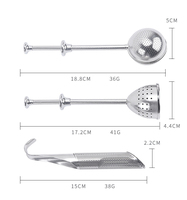 Infuseur à thé réutilisable en acier inoxydable 304 avec tige poussoir, filtre à thé en forme de boule à long manche, maille fine, moderne, pour vente en gros