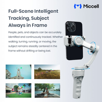 Stabilisateur de téléphone pliable Miccell avec suivi IA et lumière d'appoint LED, idéal pour la diffusion en direct