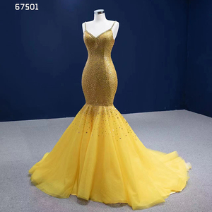 Rsm67501 Vestido de Lentejuelas para Mujer, Nuevo Modelo 2022, Diseño Personalizado con Escamas de Pez, Color Amarillo, Chal Desmontable - Product Image 3