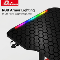 Bureau de jeu avec texture nid d'abeille, plateau en fibre de carbone, éclairage latéral RGB, commandes en gros