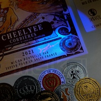 Étiquettes en papier texturé de luxe, impression UV 3D, encre invisible, dorure en relief, étiquette de vin, votre logo, étiquettes invisibles pour bouteilles d'alcool