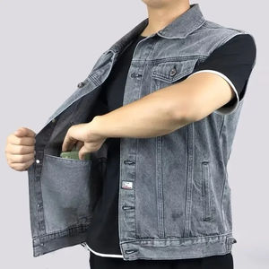 เสื้อกั๊กยีนส์ขาดๆ สไตล์วินเทจสำหรับผู้ชาย ใส่สบาย ระบายอากาศได้ดี เหมาะสำหรับฤดูใบไม้ร่วง  แบบไม่มีแขน  ติดกระดุม  สไตล์คาวบอย ฮิปฮอป  แฟชั่นลำลองแนวสตรีทแวร์ - Product Image 6