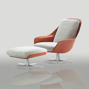 Moderno Sherpa nordico sedia accento girevole bianco bouclé in tessuto poltrona per soggiorno - Product Image 1