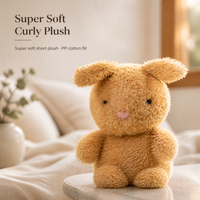 Peluche Lapin Super Douce à Poils Courts 20cm, Rembourrée en Coton PP, Poupée à Poils Bouclés pour Assortiment de Magasin de Cadeaux et Vente au Détail