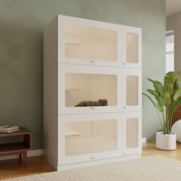Villa de luxe en bois et verre pour chat avec arbre à chat et mobilier de type condo pour espace intérieur, maison pour animaux et chambre d'hôtel pour chats
