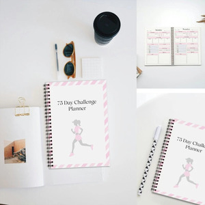 Agenda de défi de 75 jours, reliure spirale, journal de fitness avec sections pour notes, prières et gratitude - Product Image 2